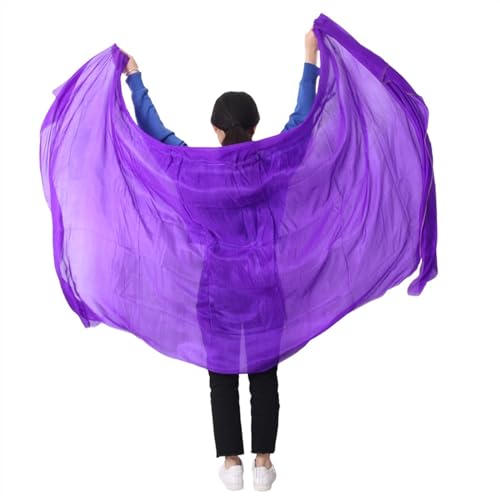 LSYHHXC Bauchtanz-Seidenschleier, Farbverlaufsschal, Performance-Schal, handgefertigt, natürliche echte Seide, handgeworfen, for Erwachsene und Frauen.(Purple,400x114cm) von LSYHHXC