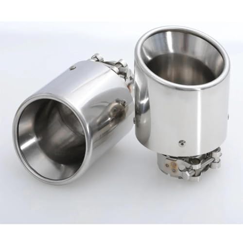 LSYSND 1 Paar Auto Universal Edelstahl Schalldämpfer Spitze Silber Endrohr Spitze Schalldämpfer, Für Benz, Für Audi, Für Golf von LSYSND