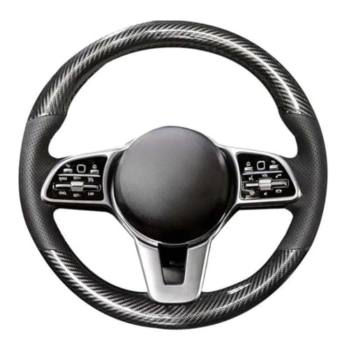 LSYSND Handgenähte Lenkradbezüge aus Carbonschwarz-Leder für Mercedes Benz A-Klasse W177 2018-2019 / C-Klasse W205 von LSYSND