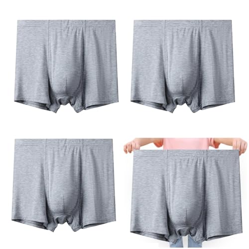 4 Pack Boxershorts Herren Übergröße 8xl-13xL,Weiche Bequeme Unterhosen Übergröße Männer Perfekte Passform Unterwäsche Keine Einschnürungen (Light Grey,4XL) von LTHTX