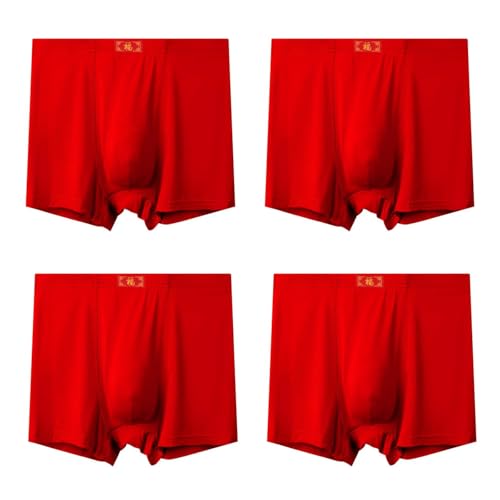 LTHTX 4 Pack Boxershorts Herren Übergröße 8xl-13xL,Weiche Bequeme Unterhosen Übergröße Männer Perfekte Passform Unterwäsche Keine Einschnürungen (Rot,3XL) von LTHTX