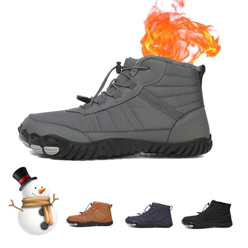 LTHTX Hike Footwear Wasserdichte Winter-Barfußschuhe, Wanderstiefel, rutschfest, wasserdicht, Wanderschuhe, Herren Damen, Winter, Barfuß (Grau, 41 EU) von LTHTX