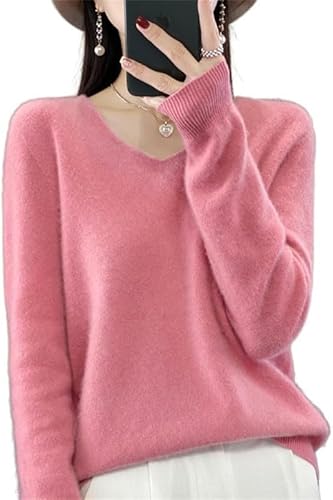 LTHTX Kaschmir-Pullover für Damen, Merinowolle, V-Ausschnitt, warmer Langarm-Pullover, weiche Strickpullover, Herbst-Winter-Tops von LTHTX