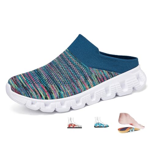 LTHTX Lässige Pantoletten und Clogs für Damen, atmungsaktiv, rückenfrei, Sneaker mit Fußgewölbeunterstützung, Slip-On-Pantoletten, bequem, breite Breite, Wanderschuhe (grün, Größe 37) von LTHTX