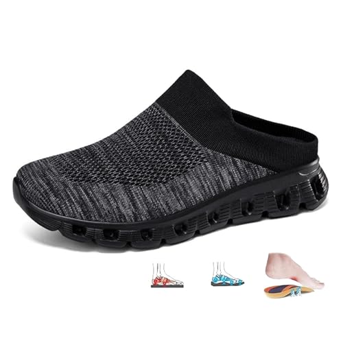 LTHTX Lässige Pantoletten und Clogs für Damen, atmungsaktiv, rückenfrei, Sneaker mit Fußgewölbeunterstützung, Slip-On-Pantoletten, bequem, breite Breite, Wanderschuhe (schwarz-a, 41) von LTHTX