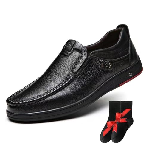 LTHTX Loderin Herrenschuhe, lässige Lederschuhe, Business-Slipper, bequem, modisch, Fahrschuhe für Herren (Schwarz, Größe 44) von LTHTX