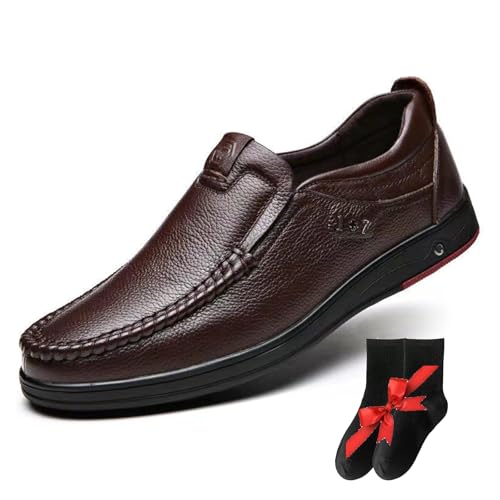 LTHTX Loderin Herrenschuhe, lässige Lederschuhe, Business-Slipper, bequem, modisch, Fahrschuhe für Herren (braun, Größe 40) von LTHTX