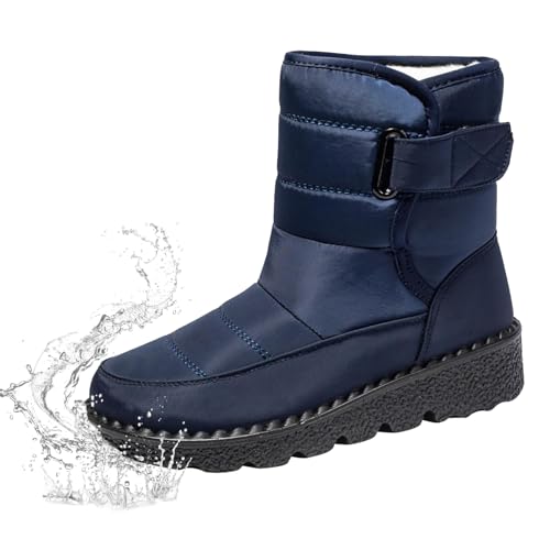 LTHTX Rutschfeste Winterstiefel für Damen, Stiefeletten mit warmem Fleece, Schneestiefel, Plateau, wasserdicht, Thermostiefel (Blau, 41 EU) von LTHTX