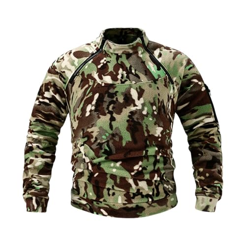 LTHTX Taktische Militär-Sweatshirts für Herren, Sport, Fleece, schmal, langärmelig, 1/4-Reißverschluss, Outdoor, warmer Pullover (Camo, XL) von LTHTX