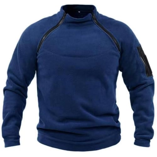 LTHTX Taktische Militär-Sweatshirts für Herren, Sport, Fleece, schmal, langärmelig, 1/4-Reißverschluss, Outdoor, warmer Pullover (Marineblau, XXL) von LTHTX