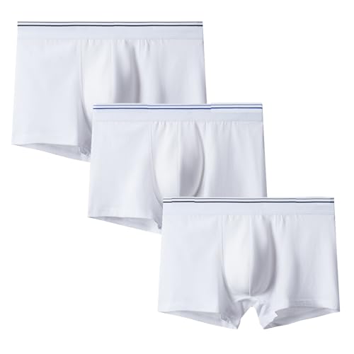 LTHTX Weiße Boxershorts für Herren, 3/6er-Pack, atmungsaktive Unterwäsche, Multipack, Anti-Scheuern, Sport-Boxershorts mit Stützbeutel (3 weiße Boxershorts, XL (50–60 kg)) von LTHTX