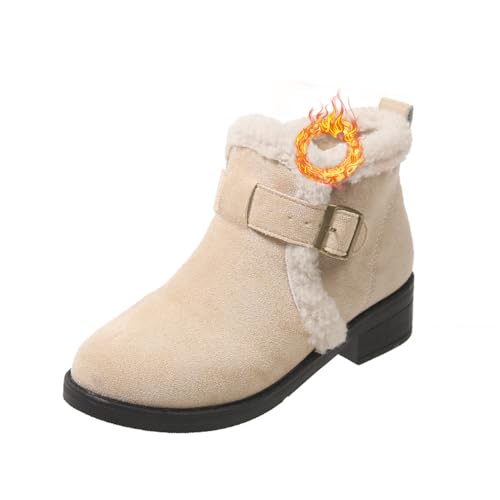 Retro Plus Samt Winter Damen Anti-Rutsch-Stiefeletten Casual Low Heels Pelz Gefüttert Braun Stiefel für Frauen Ankle Booties von LTHTX