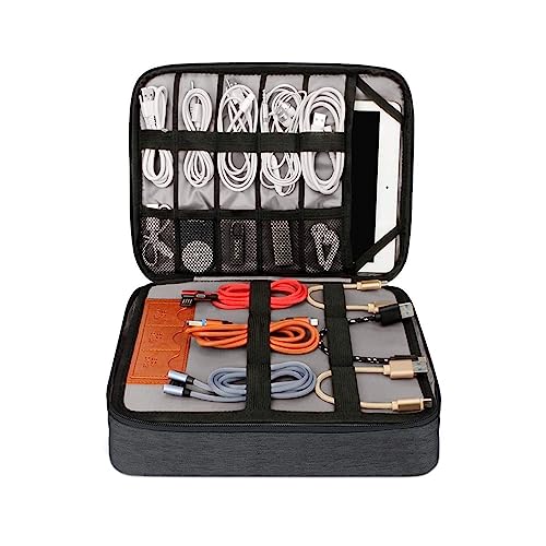 Kabel organizer tasche, Organizer reise, Reise elektronik tasche, Elektronik Zubehör Organizer, kabeltasche organizer, Ladekabel organizer,Travel organizer, ladekabel tasche(28.5 X 23 X 6cm Schwarz) von LTLSZRN