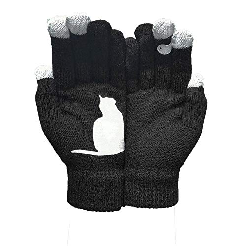 Alpaka Fell Damen- und Outdoor-Herbsthandschuhe Winter-Katzen-Warmdruck-Handschuh Dünne Handschuhe Damen Baumwolle von LTWOTEJNG