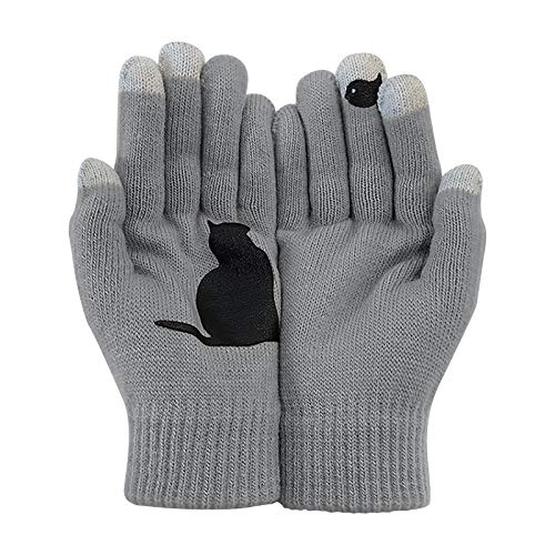 Alpaka Fell Damen- und Outdoor-Herbsthandschuhe Winter-Katzen-Warmdruck-Handschuh Dünne Handschuhe Damen Baumwolle von LTWOTEJNG