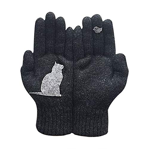 Alpaka Fell Damen- und Outdoor-Herbsthandschuhe Winter-Katzen-Warmdruck-Handschuh Dünne Handschuhe Damen Baumwolle von LTWOTEJNG