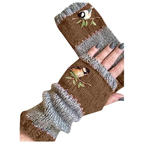 Damen Fingerlose Handschuhe Handstulpen,Weicher, Armwärmer Pluswärmer Halb Fingerlose Fäustlinge Fingerlose Armstulpen Feinstrick Armstulpen Lange Handschuhe von LTWOTEJNG