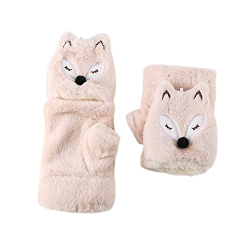 Damen Handschuhe Winter FauxFur Cute Fäustlinge Handschuhe Ohne Finger Damen Mit Fell von LTWOTEJNG