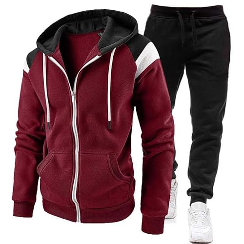 LUCAICAI Trainingsanzug-Set Herren-Jacke Mit Reißverschluss Und Kapuze + Hose, Jogginganzug, 2-teiliger Kapuzenpullover Und Jogginghose von LUCAICAI