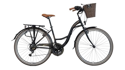 LUCHS 28" Zoll Feline Hollandrad MIT RATTANKORB – Hollandrad, Cityrad mit 21 Gängen & Rattankorb, Damenfahrrad/Cityrad/Holland 50cm Rahmenhöhe // Schwarz/Braun LUCHS 28" Zoll Feline Hollandrad MIT RATTANKORB – Hollandrad, Cityrad mit 21 Gängen & Rattankorb, Damenfahrrad/Cityrad/Holland 50cm Rahmenhöhe // Schwarz/Braun von LUCHS