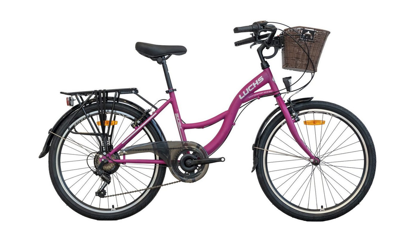 LUCHS Cityrad Elegantes 26 Zoll – LUCHS Feline in Lila mit Abnehmbarem Rattankorb, 21 Gang SHIMANO Tourney Schaltwerk, Kettenschaltung, Hollandrad mit Rattankorb LUCHS Cityrad Elegantes 26 Zoll – LUCHS Feline in Lila mit Abnehmbarem Rattankorb, 21 Gang SHIMANO Tourney Schaltwerk, Kettenschaltung, Hollandrad mit Rattankorb von LUCHS
