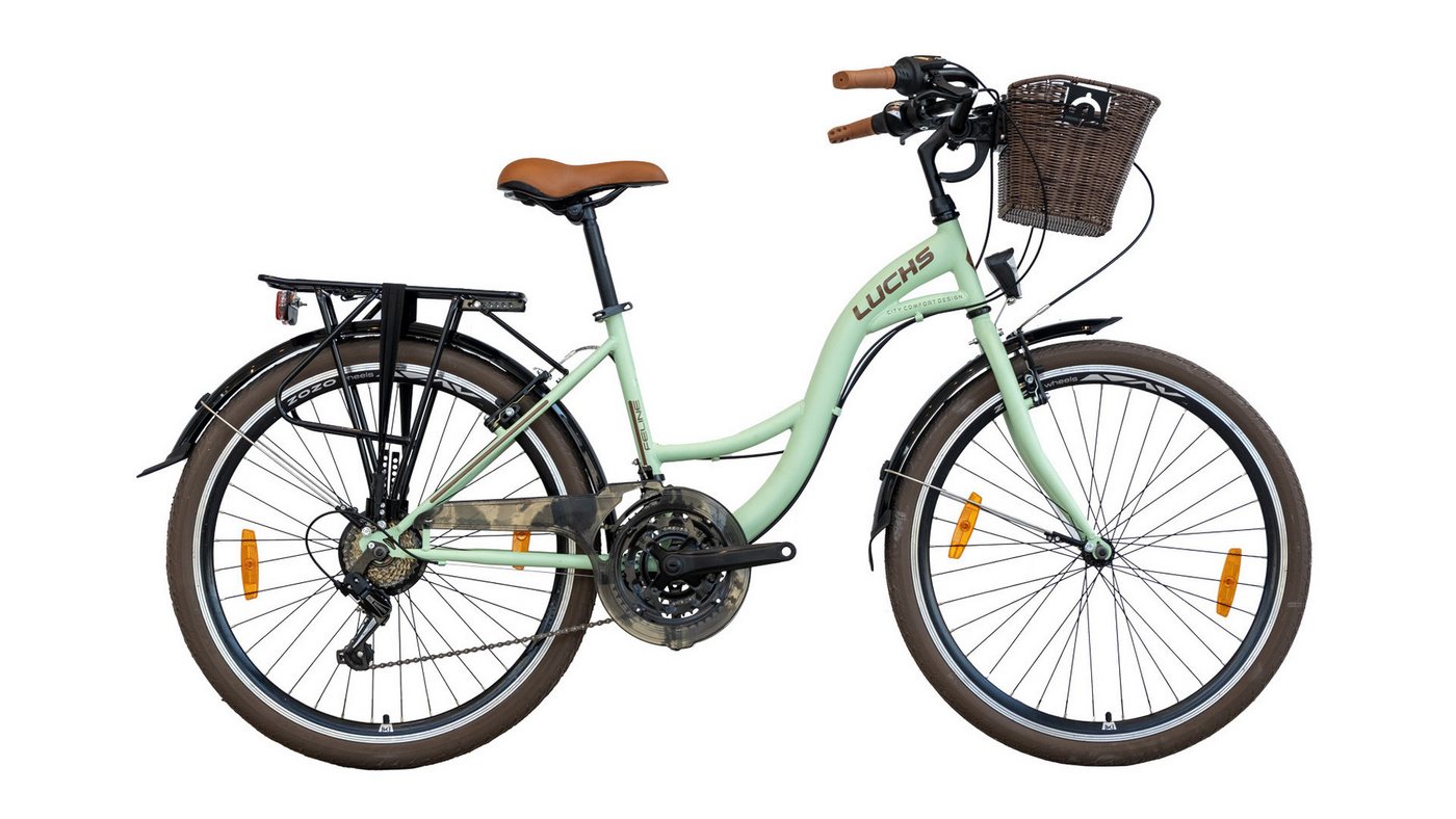 LUCHS Cityrad Feline 24 26 28 Kinderfahrrad & Damenfahrrad Hollandrad mit Rattankorb, 21 Gang SHIMANO Tourney Schaltwerk, Kettenschaltung, Verschiedene Größen und Farben für jeden Geschmack LUCHS Cityrad Feline 24 26 28 Kinderfahrrad & Damenfahrrad Hollandrad mit Rattankorb, 21 Gang SHIMANO Tourney Schaltwerk, Kettenschaltung, Verschiedene Größen und Farben für jeden Geschmack von LUCHS