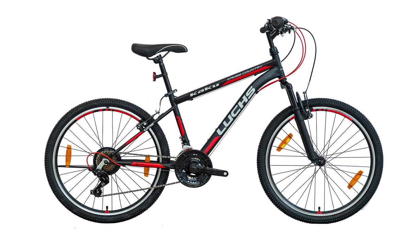 LUCHS Mountainbike 24" Zoll Luchs Kaku Fahrrad Mountainbike MTB 21-Gang Shimano, 21 Gang, Kettenschaltung, 21-G Shimano, ab 135cm, RH40cm, Gabelfederung, einfache Montage von LUCHS