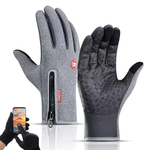 LUCKKY Cozy Season Gloves, Dazzlesport Handschuhe, Winterhandschuhe Herren Damen,Skihandschuhe, Unisex Winter Warm Wasserdicht Touchscreen Handschuhe, Outdoor rutschfeste Fahrradhandschuhe (Grau, L) von LUCKKY