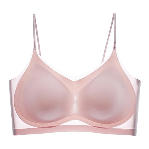 LUCKKY Summer Seamless Ultra-Thin Plus Size Ice Silk Comfort Bra, Ultradünner Sommer-Komfort-BH aus Eisseide in Übergröße, Ultradünner Eisseiden BH, Damen Seamless Komfort BH Sport BH (2XL, Rosa) von LUCKKY