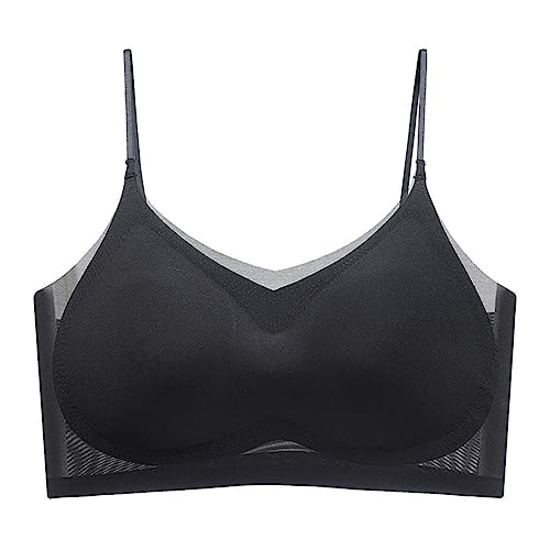 LUCKKY Summer Seamless Ultra-Thin Plus Size Ice Silk Comfort Bra, Ultradünner Sommer-Komfort-BH aus Eisseide in Übergröße, Ultradünner Eisseiden BH, Damen Seamless Komfort BH Sport BH (XL, Schwarz) von LUCKKY