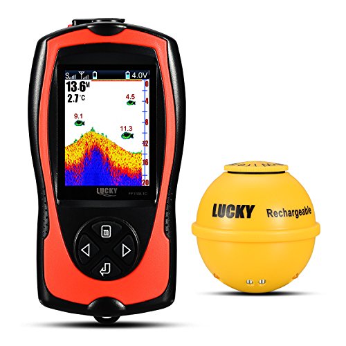 LUCKY Tragbarer Fischfinder Wandler Sonarsensor Wasser Tiefenmesser LCD Bildschirm Echolot Fischfinder zum Eisfischen Meeresangeln von LUCKY