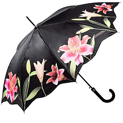 LUCKYWEATHER Regenschirm Stockschirm Damen Motiv Lilien Auf-Automatik I Stockregenschirm groß und stabil sowie hochwertig verarbeitet I Regenschirme mit UV-Schutz von LUCKYWEATHER NOT JUST ANY OTHER DAY