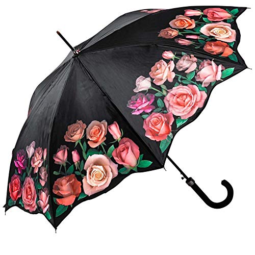 LUCKYWEATHER Regenschirm Stockschirm Damen Motiv Rosen Auf-Automatik I Stockregenschirm groß und stabil sowie hochwertig verarbeitet I Regenschirme mit UV-Schutz von LUCKYWEATHER NOT JUST ANY OTHER DAY