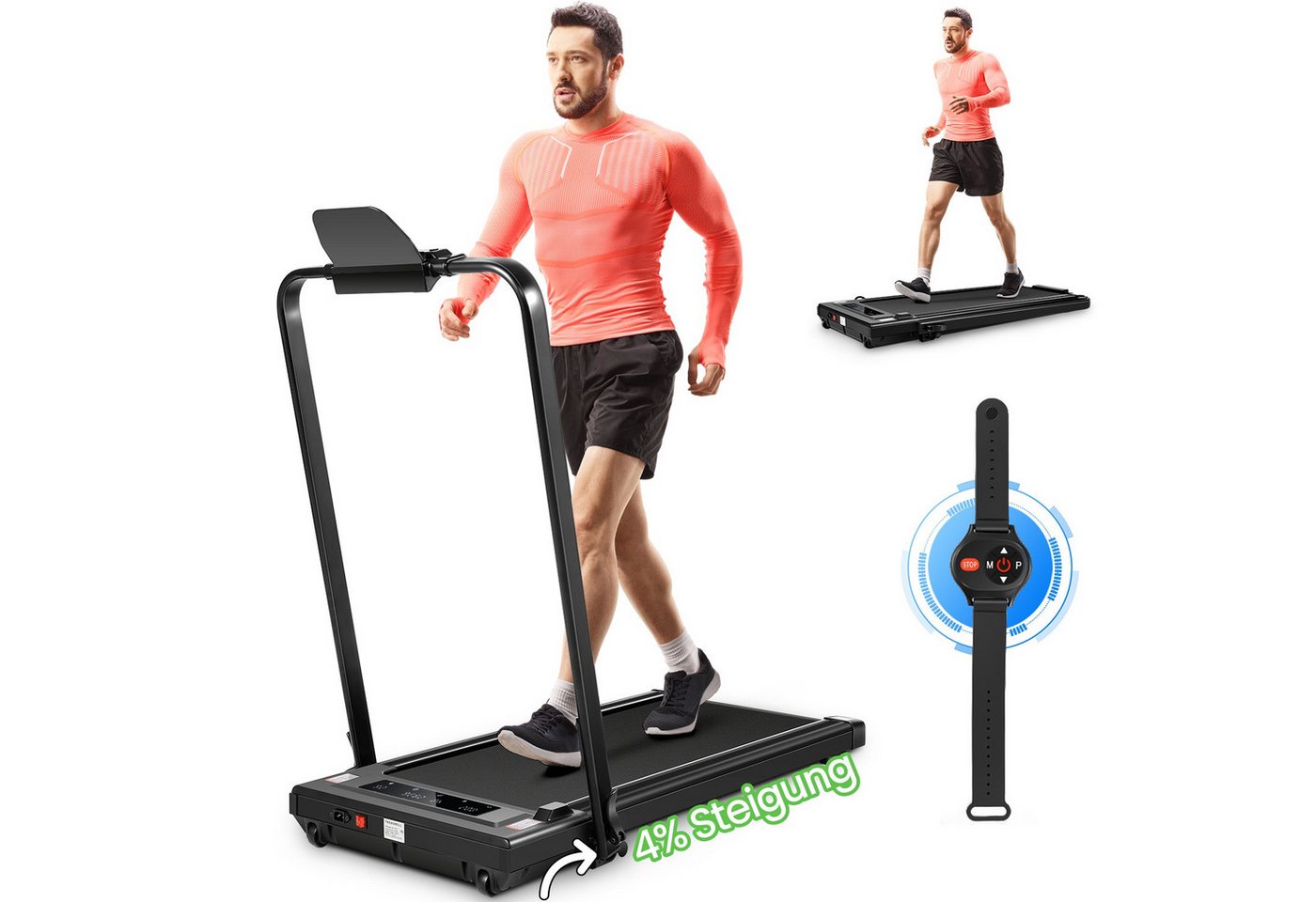 LUCKZON Laufband 2,5 PS leiser Elektromotor 12 Programme, LCD Display mit Fernbedienung, bis 140kg, Geh- und Lauftraining, Tablethalterung 2-in-1-Klapplaufband von LUCKZON