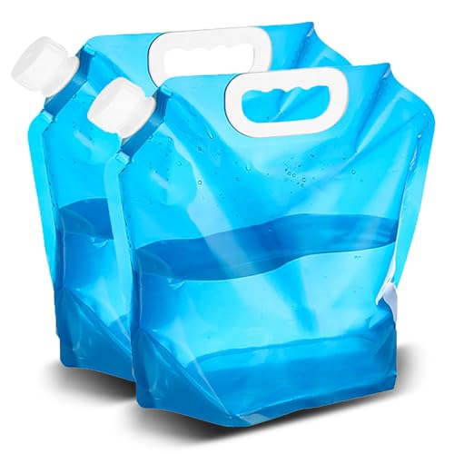 LUCYLANKER 2PCS Faltbarer und Tragbarer Trinkwasserbehälter, Wasserflasche, Tragbarer Wasserbeutel, Faltbarer Wasserbehälter, Geeignet für Wandern, Camping, Picknick, Grillen (2 Blau) von LUCYLANKER