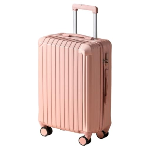 LUDAOER Trolley-Koffer Damen-Koffer-Trolley, robust und langlebig, verdickte Gepäckcode-Ledertasche, Lenkrollen Reisekoffer (Color : Pink, Size : 20in) von LUDAOER