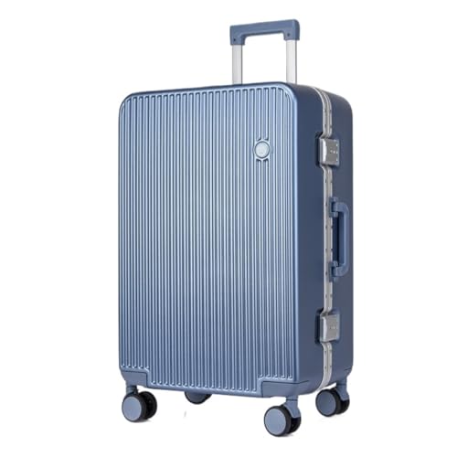 LUDAOER Trolley-Koffer Hartschalen-Gepäckkoffer mit Aluminiumrahmen, 20-Zoll-Boarding-Koffer, Lang- und Kurzstreckengepäck-Trolley Reisekoffer (Color : Blue, Size : 24in) von LUDAOER