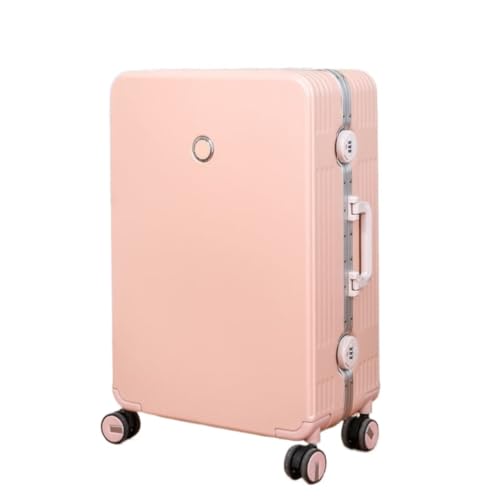 LUDAOER Trolley-Koffer Herren- und Damen-Koffer mit Aluminiumrahmen, Universalrad, Trolley-Koffer, Passwort-Box, Boarding-Koffer, Koffer Reisekoffer (Color : Pink, Size : 20in) von LUDAOER