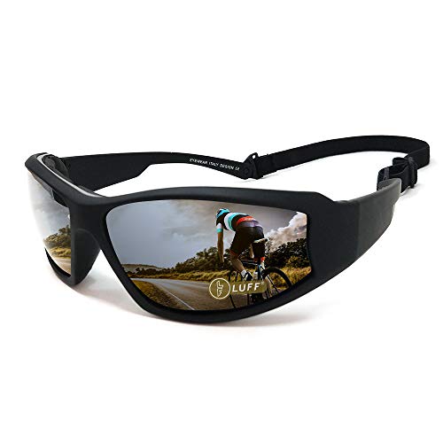 LUFF UV400 Outdoor-Reitbrille Sonnenbrille zum Schutz der Augen vor Blendung, geeignet für Radfahren Laufen Angeln Ski Golf (Black) von LUFF