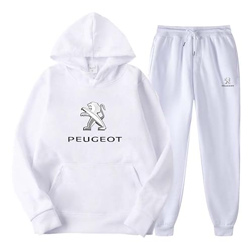 LUFPOTH Jogginganzug Für Herren & Damen, P-EuGeot 2-Teilig Trainingsanzüge Hoodie Und Jogginghose Mode Unisex Sportanzug Buchstaben Druck Baggy Trainingsanzug Hausanzug,XL,White von LUFPOTH