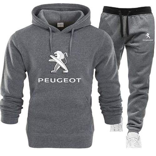 LUFPOTH Trainingsanzüge Herren P-EuGeot 2-Teilig Set Kapuzenpullover Jogginghose Streetwear Hoodie Sweatshirt Jogginganzug Sportanzug Damen/Herren,L, Grey von LUFPOTH