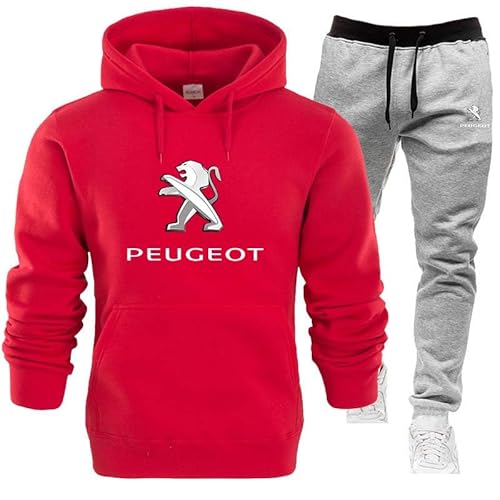 LUFPOTH Trainingsanzüge Herren P-EuGeot 2-Teilig Set Kapuzenpullover Jogginghose Streetwear Hoodie Sweatshirt Jogginganzug Sportanzug Damen/Herren,S, Red von LUFPOTH