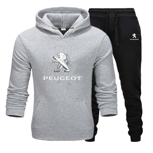 LUFPOTH Trainingsanzug Sportanzug P-EuGeot Für Herren & Damen Jogginganzug 2-Teilig Mode Buchstaben Druck Baggy Trainingsanzug Hausanzug Kapuzenpullover + Jogginghose,L, Grey 01 von LUFPOTH