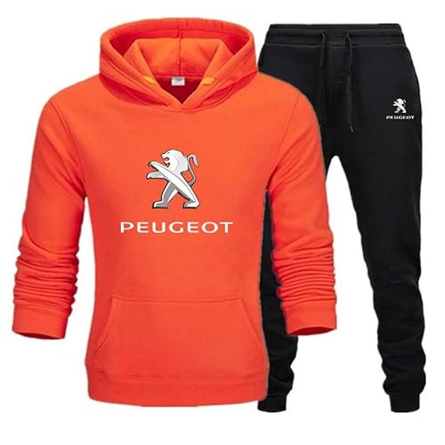 LUFPOTH Trainingsanzug Sportanzug P-EuGeot Für Herren & Damen Jogginganzug 2-Teilig Mode Buchstaben Druck Baggy Trainingsanzug Hausanzug Kapuzenpullover + Jogginghose,XL, Orange von LUFPOTH