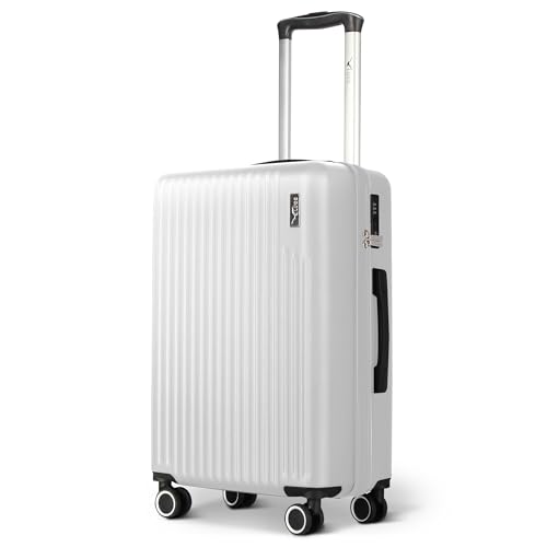 LUGG 71,1 cm ABS-Gepäck mit TSA-Einkerbung, Aluminium-Trolleygriff, 360° drehbare Räder, wasserabweisendes und langlebiges Material, kompatibel mit Fluggesellschaften (75 x 30 x 49 cm), Pearl, 140, von LUGG