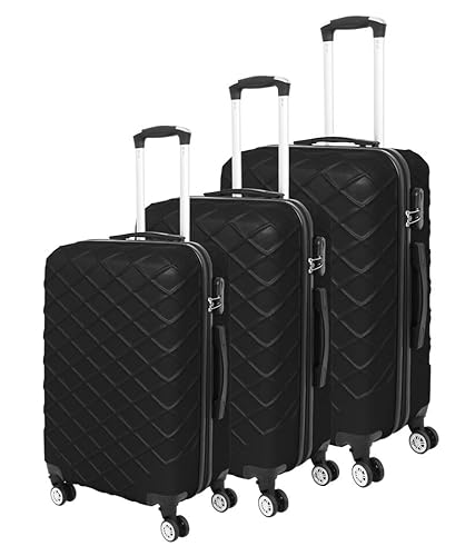 LUGGIT Reisegepäckkoffer, 3er-Set, 40 l, 68 l, 100 l, 3 Größen, ABS-Hartschale & glatte 360° 4-Rollen-Spinner-Trolleygepäck, starke und leichte Reisekoffer mit Teleskopgriff, Schwarz , Modern von LUGGIT