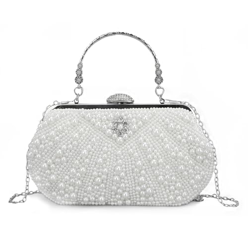 LUI SUI Damen Perle Perlen Clutch Geldbörsen Vintage Kristall Braut Abendtasche für Hochzeit Cocktail Party Prom von LUI SUI