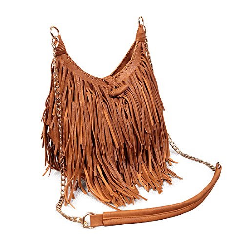 LUI SUI Damen handgefertigte Leder Franse Quaste Crossbody Hobo Schultertasche Umhängetaschen LUI SUI Damen handgefertigte Leder Franse Quaste Crossbody Hobo Schultertasche Umhängetaschen von LUI SUI