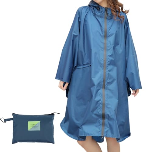 LUI SUI Frauen Männer Leichte Wasserdichte Regen Poncho Schnell Dry Kapuzen Regenmantel Winddichte Wiederverwendbare Atmungsaktive Regenjacke mit Kapuze für Outdoor-Aktivitäten von LUI SUI