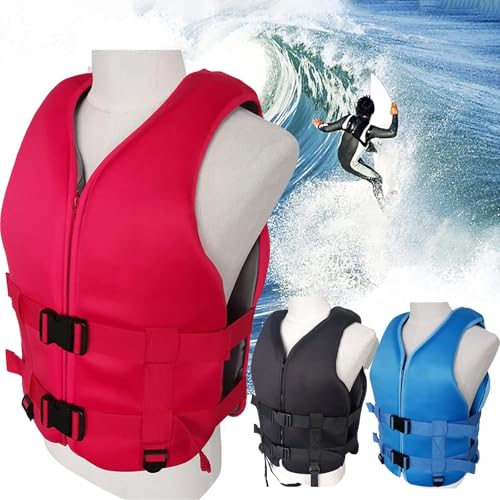 Schwimmjacke - Rettungsweste Erwachsene Schwimmweste Kinder Neopren Schwimmhilfe Tragbare Verstellbare Schwimmweste für Männer und Frauen zum Angeln, Surfen, Rafting, Kajak fahren, 20-120kg (Rot, L) von LUIVZD